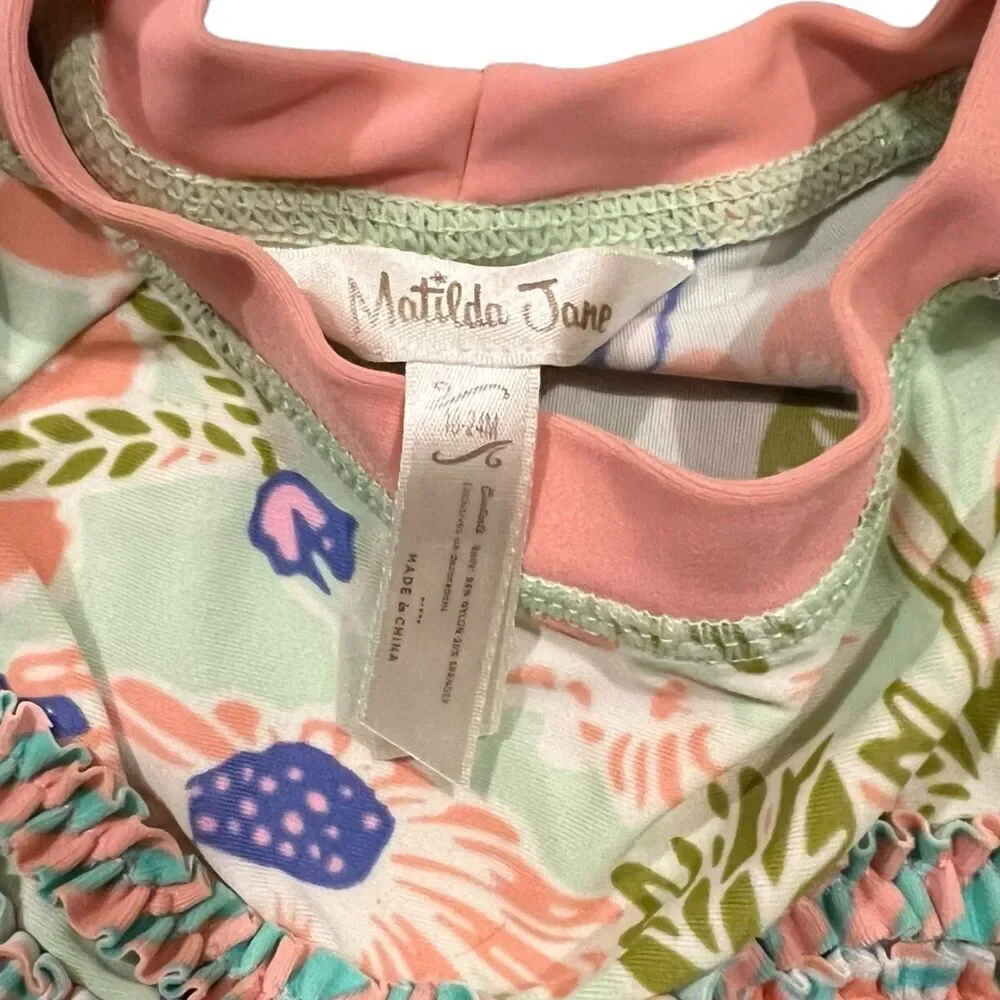 Matilda Jane Green Floral Ruffle Rash Guard Swim Top 18-24 months